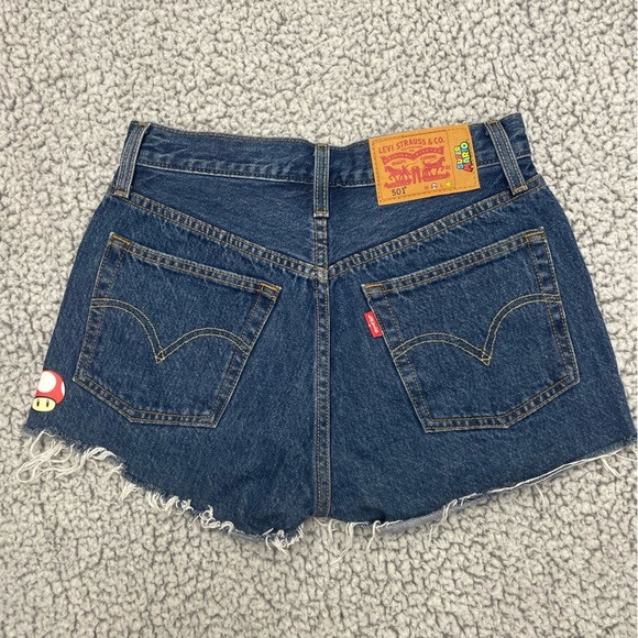 Levi's Size 26 Super Mario It's A Me 501 Denim Jean Cut Off Shorts NWOT - Picture 4 of 16
